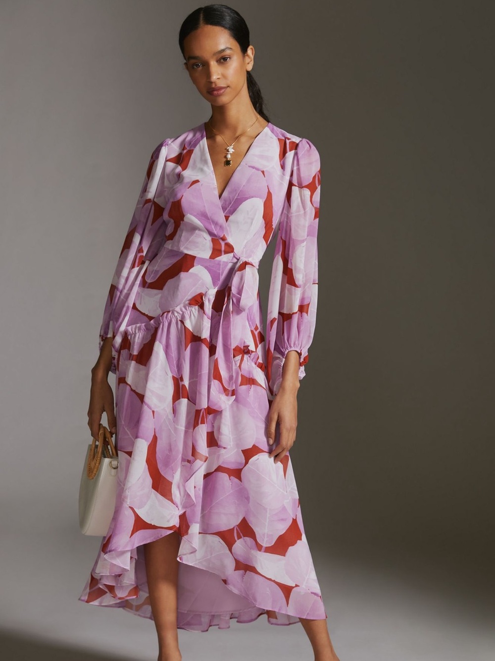 Anthropologie Hutch Geo FLORAL Wrap Maxi Dress Large - Picture 1 of 5